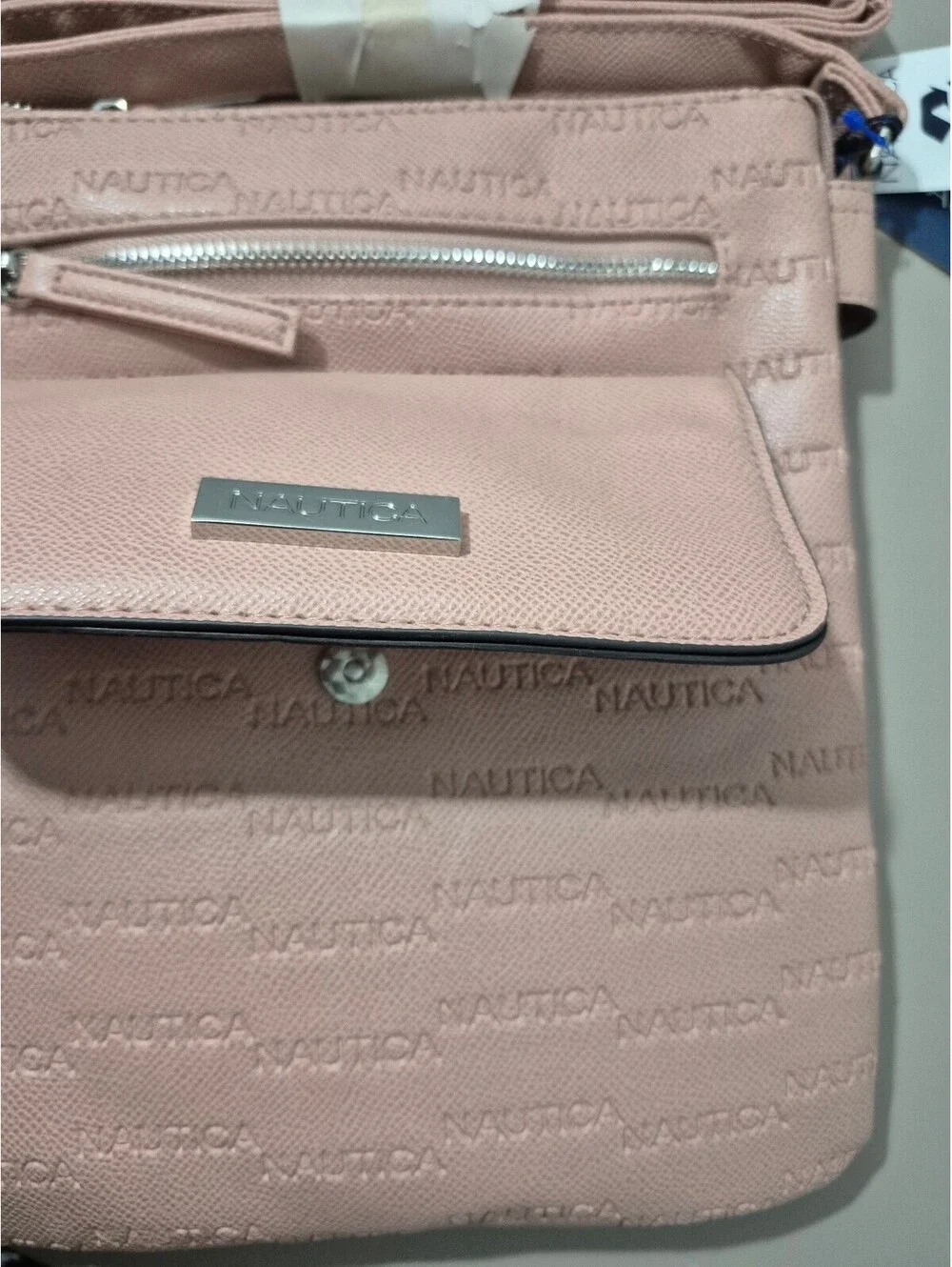 Nautica Blush Pink Embossed Logo Crossbody Bag NWT Adjustable Strap 9x10